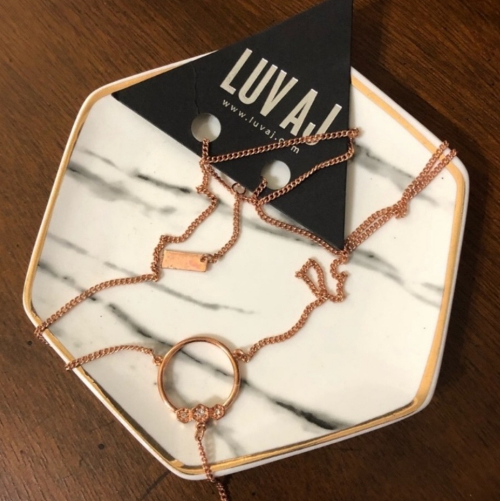 NEW LUV AJ Full Bloom Lariat Rose Gold Necklace